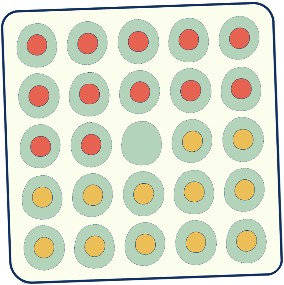 Lily Hop Mancala game board with colorful pieces on circular spaces